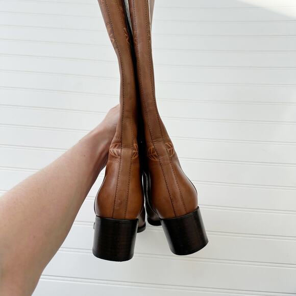Valentino Santeria Brown Leather Riding Boots Embossed Western Knee High 36 - Picture 9 of 12